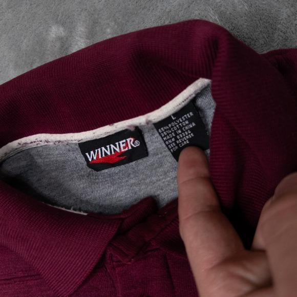 Vintage Winner Rugby Shirt Pullover Men Large Striped Red Long Sleeve Sweatshirt - Picture 6 of 8